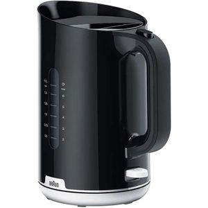 Braun غلاية بريكفاست 1 كوليكشن WK1100BK، قاعدة دوارة 360 درجة قابلة للإزالة، فلتر الرواسب الكلسية، سعة 1.7 لتر، خالية من البيسفينول أ، 2200 وات، بلاستيك، أسود