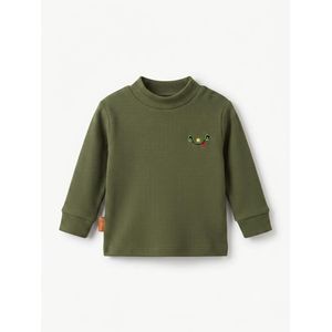 Olive Green Ribbed Mock Neck Long Sleeve Top