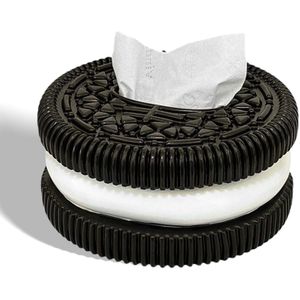 علبة مناديل مبتكرة - حامل مناديل على شكل بسكويت مرح وانيق للمنزل والمكتب، ديكور فريد لغرفة المعيشة وغرفة النوم وطاولة الطعام، لمحبي البسكويت