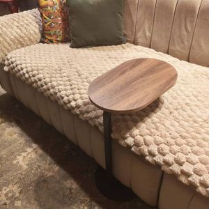 Wooden C-shaped side table for sofa and bed