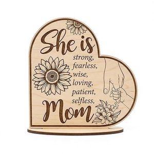 Wooden stand, the perfect Mother's Day gift - a decorative heart-shaped stand with meaningful quotes for mothers, mothers-in-law, and grandmothers. (Strong Fearless Mom)