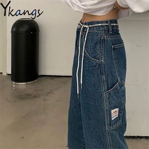 Cargo Pants Women Baggy Jeans High Waisted Jeans Patchwork