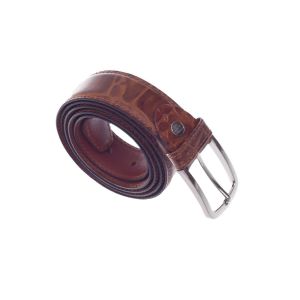 KEMT Men's Natural Leather Belt Snake Pattern Size 115 CM - Havana