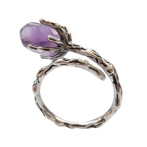 Ring Handmade Creative Vintage  Design Flower Natural Amethyst Unique   Distinctive For Women Men Romantic Couple's Fashion Day Wife Lover Family Member Valentine's Day -Adjustable Ring
