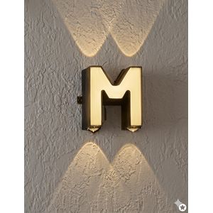 Letter M LED Wall Sconce - Modern Architectural Lighting - Royal Gold Finish