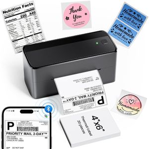 Bluetooth Thermal Label Printer, 241BT 4X6 Wireless Shipping Labels Printer for *, Pink Label Printers for Shipping Package, Compatible with iPhone,Android (Gray)