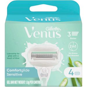 Gillette عبوات إعادة تعبئة شفرة حلاقة السيدات الحساسة فينوس كومفورت غلايد - عبوة من 4