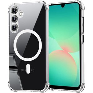 جراب لموبايل سامسونج جالاكسي A26 شبكة الجيل الخامس 5G، شفاف، نحيف للغاية مضاد للصدمات ومضاد للخدش مع بولي كربونات صلب + ممتص للصدمات من البولي يوريثين الحراري، شفاف