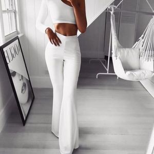 Buy SheInWomens Cut Out Flare Pants High Waisted Wide Leg Elastic Stretch Bell  Bottom Trousers Online at desertcartINDIA