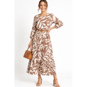 فستان طويل مشجر - بنى كاكاو و اوف وايت