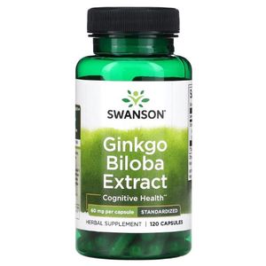 Swanson Ginkgo Biloba Extract 60mg 120 Capsules 120 Servings - 120-Day Supply - Advanced Cognitive, Memory & Circulation Matrix - Non-GMO & Gluten-Free