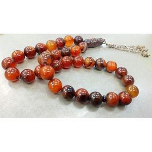 مسبحة من حجر العقيق الطبيعي متعدد الألوان 33 حبة