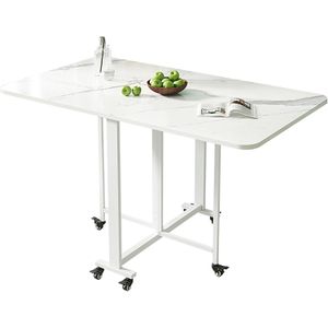 Folding Dining Table, Foldable Kitchen Table, Drop Leaf Extension Dining Table, Modern Space Saving Extendable Kitchen Desk, Folding Dining Table Open Shelf, for Small Spaces/Farmhouse/Living Room (C