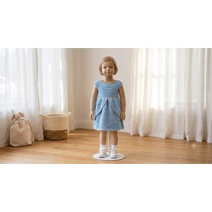 Handmade Royal Blue Princess Crochet Dress – 100% Premium Cotton