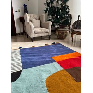  سجادة ، كيليم ، صوف 100٪ 205 * 150 سم ديكور يدوي متعدد الألوان