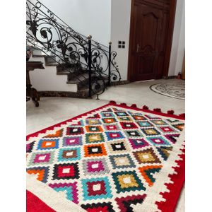 سجاد ، كيليم ، صوف 100٪ 147* 230 سم ديكور مصنوع يدويا متعدد الألوان