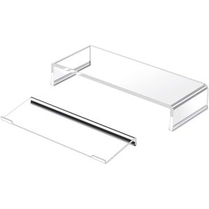 BEST MEDIA Upgraded) Premium Clear Computer Monitor Stand with Keyboard Holder, Acrylic Monitor Stand for Desk, Stand for Laptop/Desktop Computer/Printer TV Screen, Great for Office/Home/School.