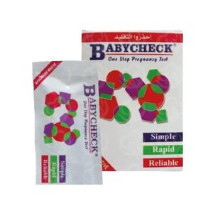 Baby Check اختبار الحمل بيبي تشيك بدقة تزيد من اليوم الأول لانقطاع الدورة الشهرية.