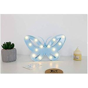 مصباح ليلي على شكل فراشة, لون أزرق, إضاءة LED, ديكور مميز للأطفال