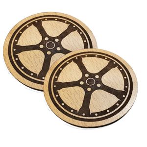  كوستر قاعدة اكواب خشب قطر 9 سم محفورة بالليزر اشكال 2 قطعه- كود 2- 7278-من رنا ستور 