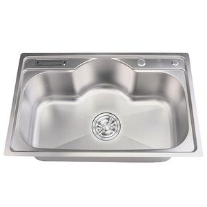 2PQ Single Bowl Kitchen Sink with Knife Holder & Soap Dispenser - 80x50x24 Cm - Stainless Steel