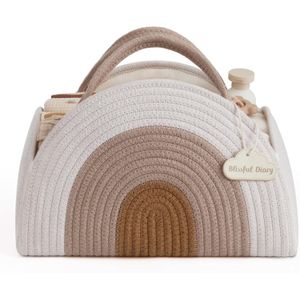 منظم حفاضات أطفال من الحبال القطنية بتصميم سلة تخزين كبيرة للأولاد والبنات حديثي الولادة، هدية لقائمة حفلات استقبال المولود، مستلزمات حديثي الولادة، قوس قزح ترابي من بليسفول دايري