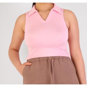 Forever 21 Preppy Sleeveless Polo Crop Top