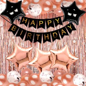 Rubber Birthday Decoration Kit for Girls - 68 Pcs Rose Gold Balloons, Happy Birthday Decorations for Wife