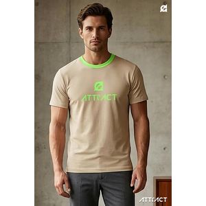 ATTRACT Signature - Men's T-Shirt 100% Slim Cotton - beige