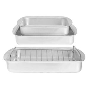 Ahram طقم صواني فرن اس راك الومنيوم الاهرام، 4 قطع - فضي