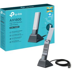 TP-Link دونجل واي فاي TX20UH AX1800 من تي بي لينك ارتشر للكمبيوتر، واي فاي 6 ثنائي التردد لاسلكي، محول واي فاي USB للكمبيوتر، كيبل 1.2 متر، تغطية واسعة، دونجل واي فاي USB 3.0، وينز، MU-MIMO، OFDMA، تصميم مرن