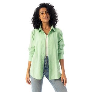 Andora Turn Down Collar Slip On Plain Cotton Shirt - Light Green