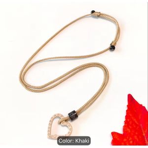 Minimalist Love Heart Rhinestone Spring Buckle Portable Glasses Rope Unisex (Color may vary)