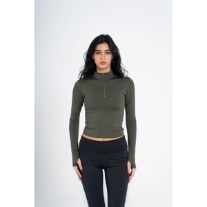 OUTDATED High Neck Zipper Long Sleeve - Dark Olive