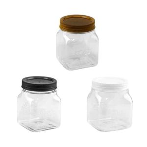 Max Plast ultra jar plastic for tea, sugar, salt, spices and legumes set of 3 pieces Volume 400 ml - transparent with assorted color cover
