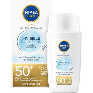 NIVEA سائل واقي من الشمس والأشعة فوق البنفسجية يو في فيس سبيشاليست بعامل حماية +50 مع النياسيناميد للاستخدام اليومي، سائل خفيف وغير دهني ومناسب لجميع أنواع البشرة من نيفيا صن، 40 مل