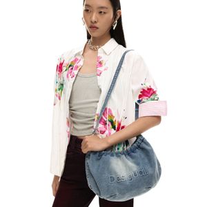 Desigual Oval-shaped shoulder bag made of denim fabric