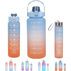 Travel Water Bottles Set of 3, Leakproof Reusable BPA-Free Bottles in Multiple Sizes and Colors for Camping, Road Trips, Hiking and Outdoor Adventures