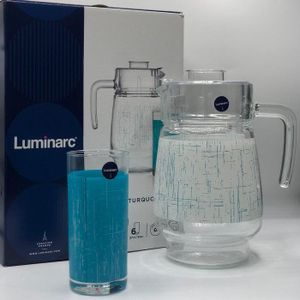 Luminarc  دورق زجاجي (إبريق)  طقم عصير 7 ق بوبي تركواز لومينارك يتميز هذا بسعة 1.3 