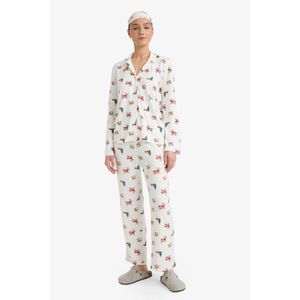 Defacto قناع النوم بطابع عيد الميلاد، طقم بيجامة مكون من جزئين بملاءمة عادية