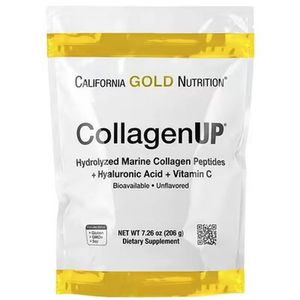 California Gold Nutrition مكمل ببتيدات الكولاجين البحري المتحللة مع حمض الهيالورونيك وفيتامين سي – خالٍ من النكهات – 206 جرام