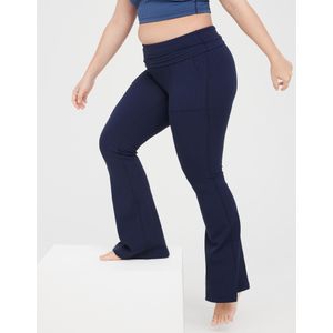 Shop OFFLINE By Aerie The Hugger Coated Crop Slit Flare Legging online