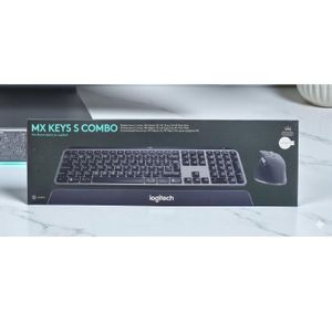 Logitech مجموعة MX Keys للأعمال الجيل الثاني، لوحة مفاتيح لاسلكية كاملة الحجم وفأرة لاسلكية، مع مسند راحة اليد، بلوتوث، t، نقرات هادئة، متوافقة مع أنظمة ويندوز/ماك/كروم/لينكس - جرافيت