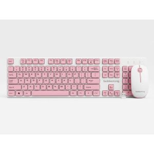 Golden King Wireless Keyboard and Mouse in Pink Color - Model GK100, Slim Elegant Design, Lightweight, Ideal for Daily Use & Office Work