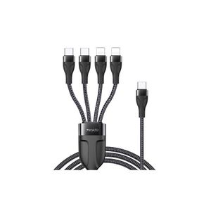 Yesido CA111 4 in 1 USB to 2 TC+ 2 IP Nylon Braided Wire Mobile Phone Charger Data Cable
