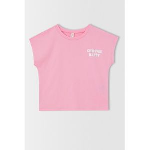Defacto Casual Knitted Short Sleeve T-Shirt - Pink