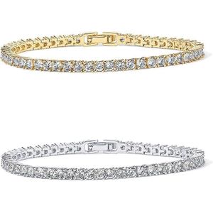 3Diamonds Diamond Tennis Bracelet in 14K Yellow Gold and 14K White Gold, 3.0 Carat Total Diamond Weight