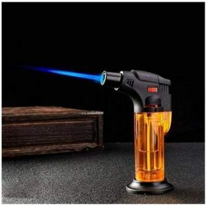 ولاعة شعلة غاز بوتان مزدوجة الشعلة، قابلة لإعادة الملء من ستاردوم مارت، ولاعة جيب مقاومة للرياح للشواء - الشواء - التزيين - اللحام تأتي مع حامل