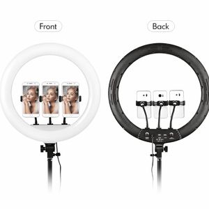 PLOKAMA Professional 450mm LED Ring Light with 3 Phone Mounts for iPhone & Android, Perfect for Live Streaming, Makeup, Photography, Video, and More