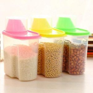 PP Food Storage Box Plastic Clear Container Set with Pour Lids Kitchen  Storage Bottles Jars Dried Grains Tank 1.9L-2.5L